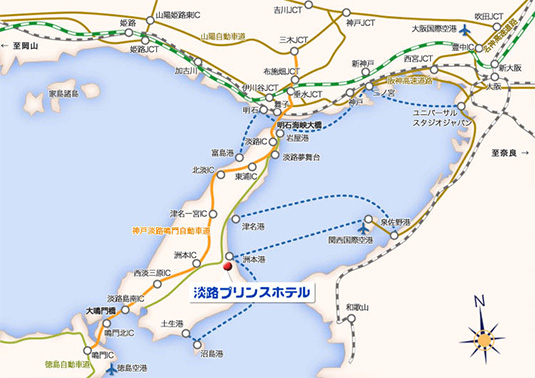 大阪湾周辺からの交通マップ